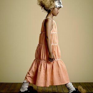 NEW Girls Little Creative Factory Midi Sundress w/ Neon Orange Diamonds Size 8